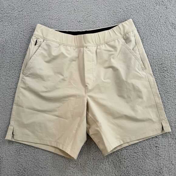 Public Rec Shorts Mens 34 Beige Flex Stretch Elastic Waist Performance Unlined - Picture 1 of 7